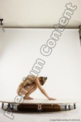 Nude Woman White Standing poses - ALL Athletic Standing poses - knee-bend long blond Multi angle poses Pinup